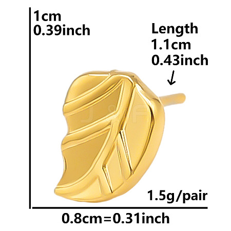 304 Stainless Steel Leaf Stud Earrings for Women BE5708-10-1