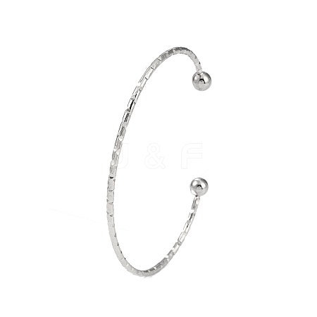 Non-Tarnish 304 Stainless Steel Textured Open Cuff Bangles for Women BJEW-S155-03P-1