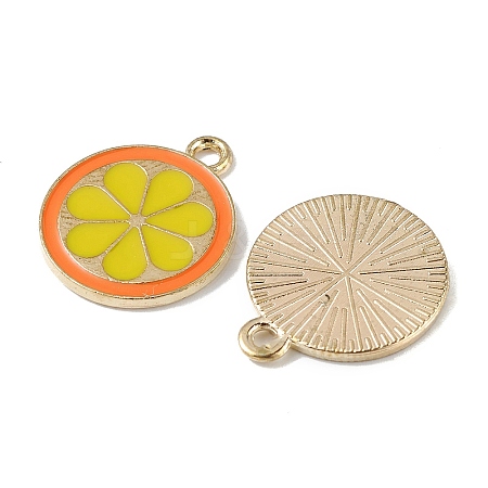 Light Gold Tone Alloy Enamel Pendants ENAM-F145-02G-02-1