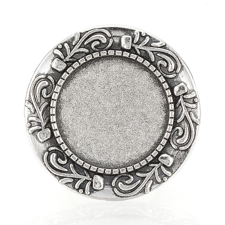 Vintage Adjustable Iron Finger Ring Components Alloy Cabochon Bezel Settings PALLOY-O039-08AS-1