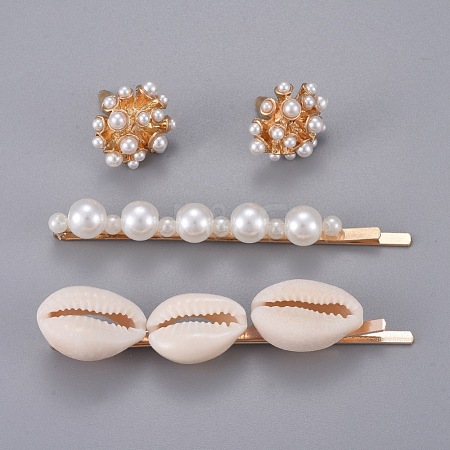 Iron Hair Clip and Stud Earrings Jewelry Sets SJEW-E331-02-1