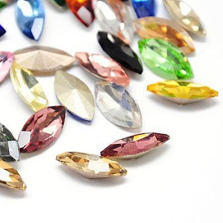 Glass Pointed Back Rhinestone Cabochons RGLA-A011-7x15mm-M-1