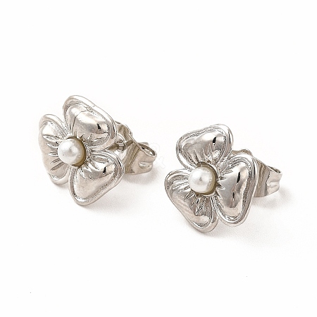 Flower Rack Plating Brass Stud Earrings for Women EJEW-H091-21P-1