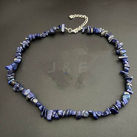 Natural Lapis Lazuli Chip Beaded Necklaces for Women IW6789-19-1