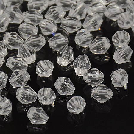 Faceted Bicone Transparent Acrylic Beads DBB6mm01-1