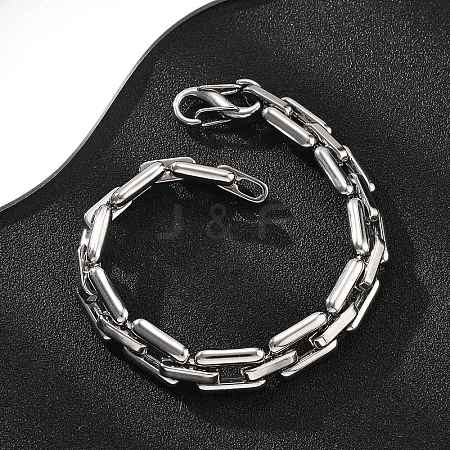 304 Stainless Steel Rectangle Link Chain Bracelets for Women Men BJEW-F488-30P-02-1