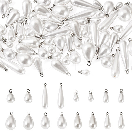 80Pcs 8 Styles ABS Plastic Pearl Pendants FIND-TA0010-50-1