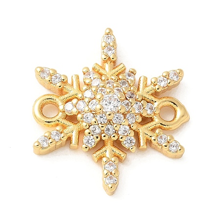 Brass Micro Pave Cubic Zirconia Connector Charms KK-U053-06G-1