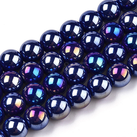 Electroplate Opaque Glass Beads Strands LS-GLAA-T032-P8mm-AB03-1