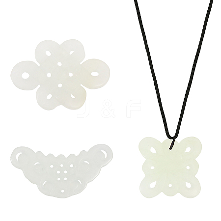 3Pcs 3 Styles Natural Xiuyan Jade Pendants DIY-CA0006-92-1