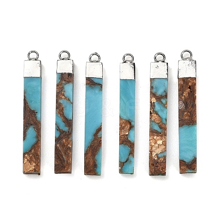 Dyed Synthetic Turquoise & Gold Foil Pendants GG-CBAA20A-12P-01-1