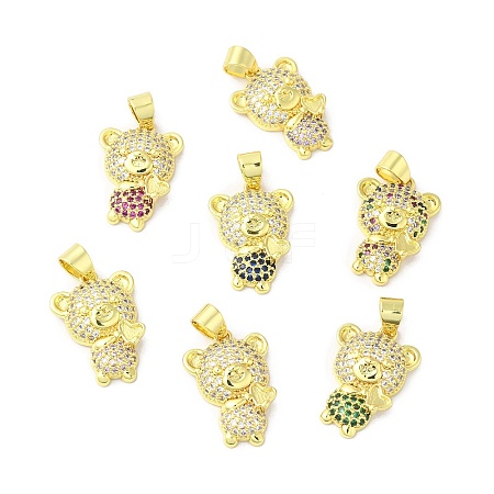 Rack Plating Brass Pave Cubic Zirconia Pendants KK-R144-16G-1