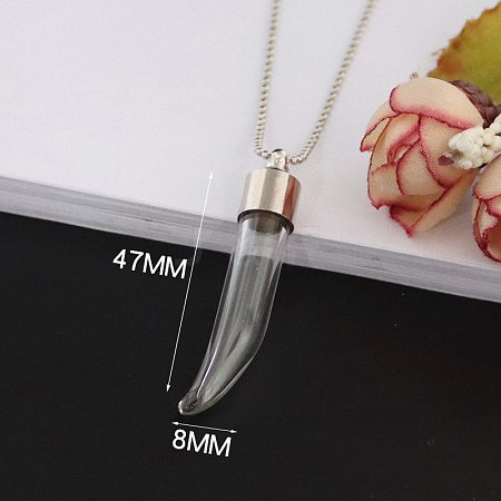 Glass Pepper Perfume Bottle Pendant Necklace with Titanium Steel Chain BOTT-PW0001-118B-1