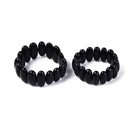 Oval Natural Agate Beaded Stretch Bracelets for Women Men G-Q601-23A-1