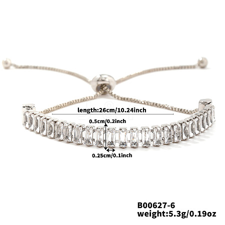 Adjustable Brass Pave Cubic Zirconia Slider Bracelets YT3648-1-1