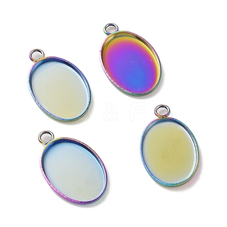 Ion Plating(IP) 304 Stainless Steel Pendant Cabochon Settings STAS-H383-12M-1