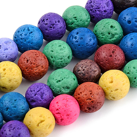 Synthetic Lava Rock Beads Strands G-S247-10mm-01-1-1