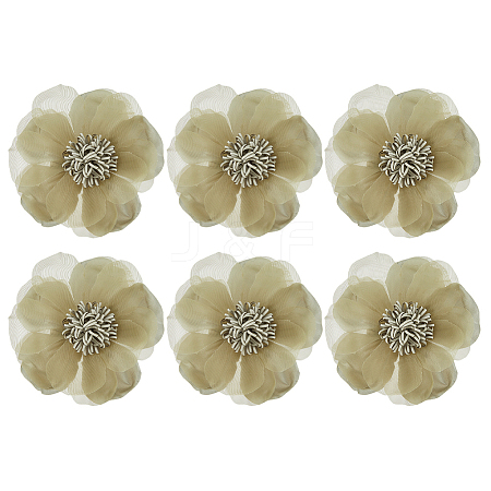 6Pcs Flower Cloth Brooches for Backpack Clothes Wedding Party JEWB-FH0002-38B-1