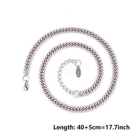 Non-Tarnish 3MM Unisex 304 Stainless Steel Curb Chains Necklaces GG8738-1-1