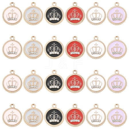 24Pcs 6 Colors Alloy Enamel Pendants FIND-YW0011-55-1