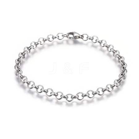 Tarnish Resistant 304 Stainless Steel Rolo Chain Bracelets BJEW-L634-03A-P-1