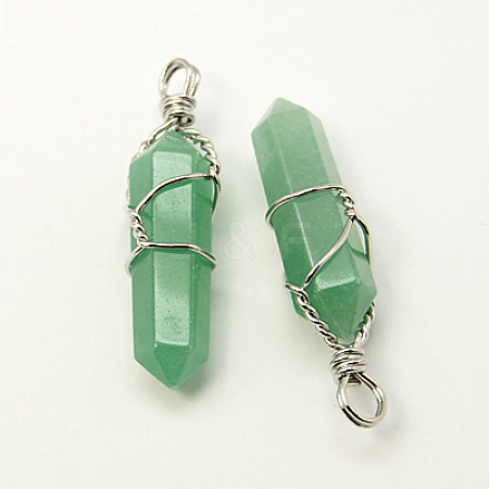 Natural Green Aventurine Double Terminated Pointed Pendants X-G-J062-01P-1
