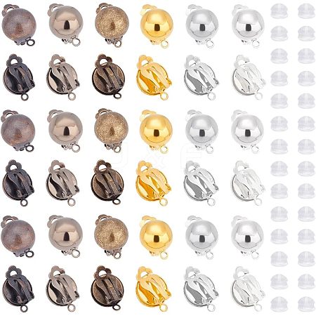 Unicraftale 36Pcs 6 Colors Brass Clip-on Earring Findings KK-UN0001-23-1