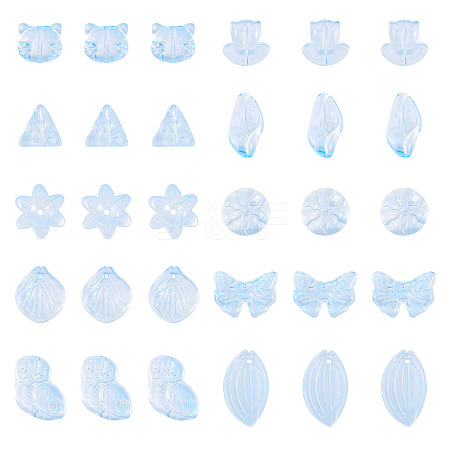 64Pcs Gradient Color Transparent Glass Beads GLAA-TA0003-48B-1