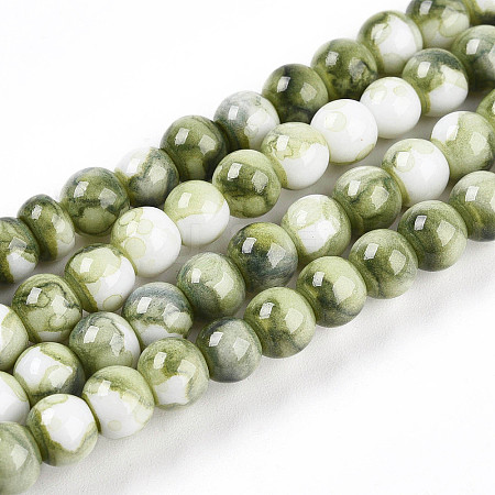 Baking Paint Glass Beads Strands X-DGLA-N003-6mm-C06-1