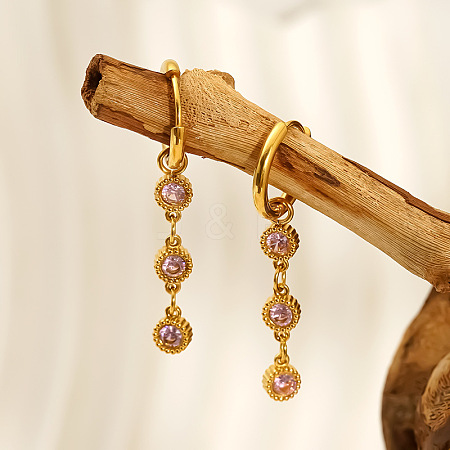 304 Stainless Steel Pave Cubic Zirconia Hoop Earrings for Women WGDFE33-02-1