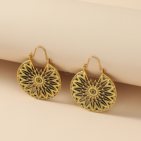Flat Round Alloy Hoop Earrings for Women WH-WGB4803-01-1