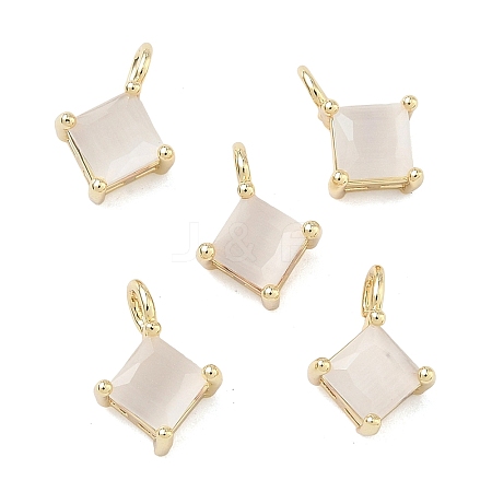 Brass Cat Eye Pendants KK-C251-09C-G01-1