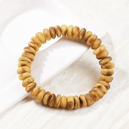 Natural Amber Beaded Stretch Bracelets for Men Women BJEW-L710-01A-1