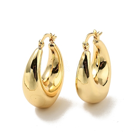 Rack Plating Brass Chunky Hoop Earrings for Women X-EJEW-G288-35B-G-1