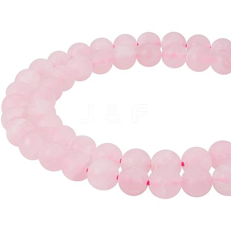 Frosted Natural Rose Quartz Bead Strands G-PH0028-8mm-17-1