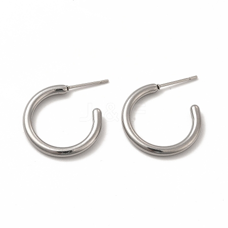 304 Stainless Steel Ring Stud Earrings EJEW-C004-12A-P-1