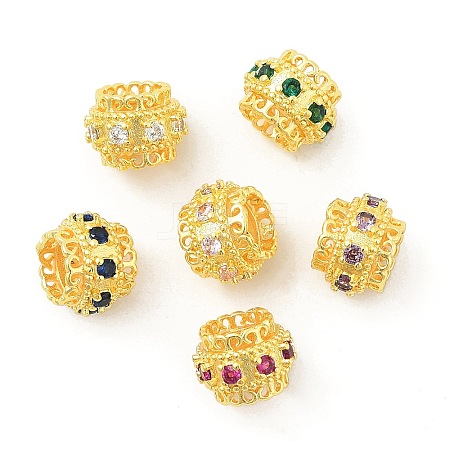 Brass Micro Pave Cubic Zirconia European Beads KK-P297-01G-1