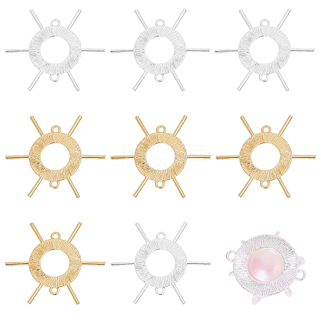 8Pcs 2 Colors Brass Cabochon Connector Settings for Pearl KK-CA0002-75-1