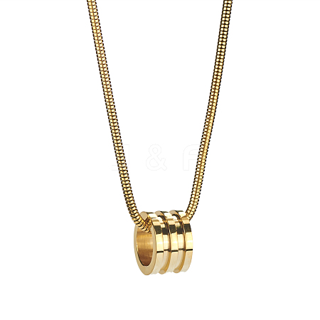 Stylish Stainless Steel Grooved Column Pendant Necklace for Women's Daily Wear NI8440-2-1