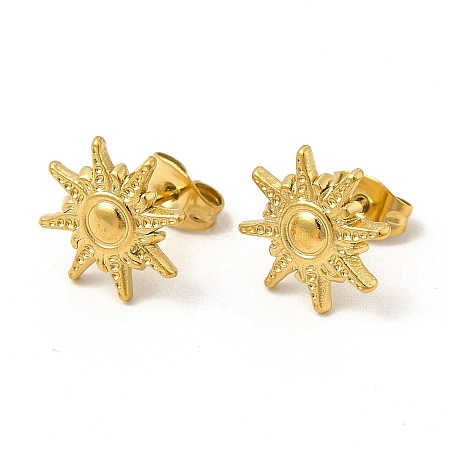 Ion Plating(IP) 304 Stainless Steel Sun Stud Earrings for Women EJEW-I281-04G-1