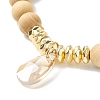 3Pcs 3 Style Natural & Synthetic Mixed Stone & Wood & Brass Stretch Bracelets Set with Glass Teardrop for Women BJEW-JB08355-7