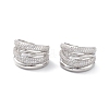 Clear Cubic Zirconia Flower Open Cuff Ring RJEW-C056-10P-4