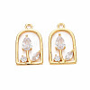 Rack Plating Brass Micro Pave Clear Cubic Zirconia Pendants KK-S360-153B-1