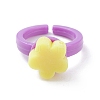 Handmade Flower Polymer Clay Cuff Ring for Teen Girl Women RJEW-JR00403-5