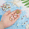 24Pcs 4 Colors Summer Beach Dyed Synthetic Turquoise Starfish & Natural Mixed Stone Faceted Round Beaded Connector Charms PALLOY-FH00159-3
