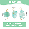 60Pcs 3 Styles Natural Green Aventurine Nuggets Connector Charms PALLOY-HS00001-2