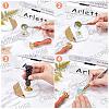 Pear Wood Handle and Wax Seal Brass Stamp Head Sets AJEW-CP0002-49-7