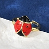 Brass Enamel Cuff Rings for Women RJEW-A059-03G-4