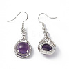 Natural Amethyst Teardrop Dangle Earrings with Crystal Rhinestone EJEW-A092-02P-13-3