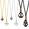 6Pcs 3 Styles Waxed Cord & 304 Stainless Steel Macrame Pouch Empty Stone Holder Pendant Slider Necklace Making NJEW-SC0001-88-1